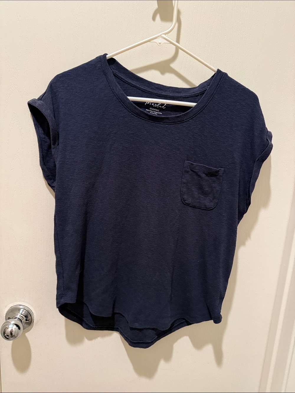 Marled Navy Short Sleeve Pocket Tee